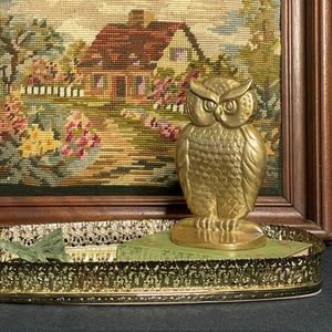 Vintage John Wright Brass Owl Bookend - Only One